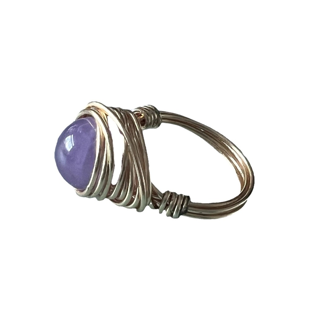 Handmade ~ Copper Wire Wrap ~ Amethyst Bead Ring Size‎ 6 - Picture 4 of 6